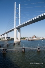 Der Pylon der Rügenbrücke hat eine Höhe von exakt 127,75 Metern